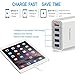 Lumsing Quick Charge 2.0 40W Multi-Port USB Desktop Charging Station Dock with Smart IC Technology, 1 Port QC2.0 + 4 Port with Smart IC Technology, 5 Port USB Desktop Charger for SmartPhones White