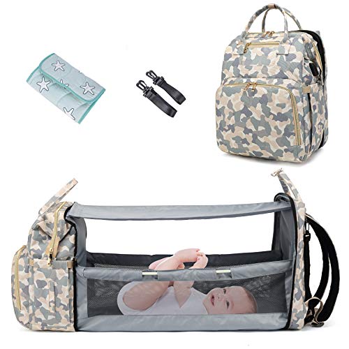 3 in 1 Diaper Bag Backpack with Travel Foldable