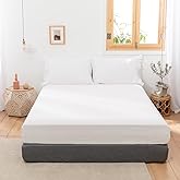 Simple&Opulence Linen Fitted Sheet (1 Piece) - 14 Inch Deep Pocket Mattress Cover Natural Flax Cotton Blended Soft Breathable Bedding - White, Full Size