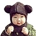 LuckyZ 2 in 1 Baby Kids Balaclava Hat Scarf Warm Winter Beanies Cap Thick Woolen Earflap Hood Fleece Hat Scarves with Ears, Fits for 10 Monthes to 4 Years Ages, Brown Bear