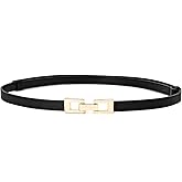 Thryvox Women's Skinny Genuine Leather Belts Thin Waist Belt with Gold Buckle for Dresses