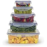 Food Storage Airtight Nested Plastic Containers with Locking Lids (Set of 5)