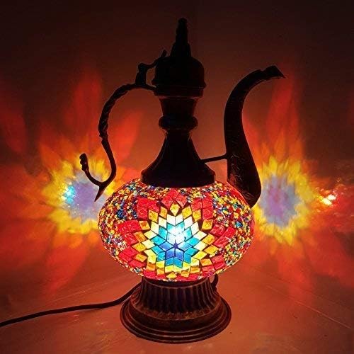 Teapot - Turkish Moroccan Lamp Tiffany Style Glass Desk Table Lamp - MC