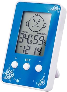Amazon Co Jp デジタル液晶温度計湿度計赤ちゃん笑顔泣く顔湿度計天気ステーションテスター温度時計15 オフ Blue スポーツ アウトドア