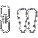 Vigored 2+1 Heavy Duty 249 lbs Swivel Ring, 304 Stainless Steel Double Ended Swivel Eye Hook with 2 Snap Hooks for Bird Feeders or Dog Leash & Harness, Quick Link Keychain (M4)