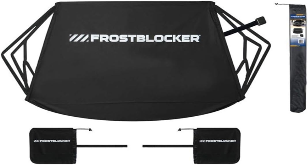 FROSTBLOCKER Delk Windshield and Mirror Cover and Safety Straps, Black, 155 cm x 104 cm