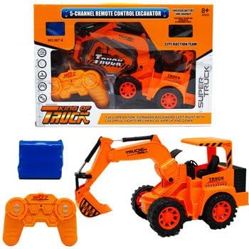 5 Channel Remote Control Excavater Super Construction Truck With Lights, Batteries &amp; Charger, Toy For Kids!