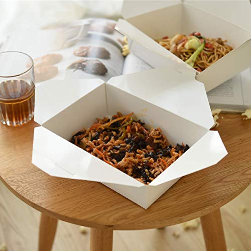 Take Out Boxes 71 Oz White Chinese Take Out Containers 40 Pack Microwaveble Folding Natural Food Boxes for Food Take Out Boxes Ideal Leak and Grease Resistant Food Containers for Restaurants