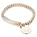 COCO Park Stainless Steel Rose Gold Bead Ball Chain Cuff Bangle Charm Pendant Lady Bracelet 6 2/8 Inch
