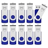 MOSDART 16GB 10pcs USB 2.0 Bulk Flash Drives Swivel Design Memory Stick Storage with Led Indicator,10 Pack Blue