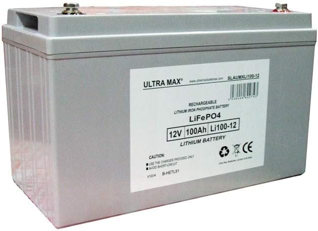 Ultramax 100Ah 12V LiFePO4 LITHIUM BATTERY for Leisure, Solar, Wind and Off-grid 12 volt