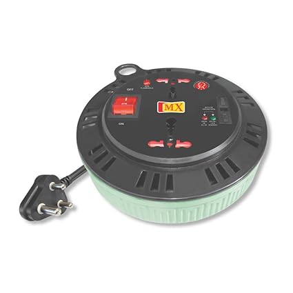 MX EXTENSION BOX 2 SOCKET UNIVERSAL - 15 AMPS. + 5 AMPS. WITH CHILD SAFTY SHUTTER NON FLAMMABLE - 3 MTRS - 3080,Multicolor
