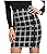 Tootless-Women Vogue Split Plaid Stretch Zipper Closure Bodycon Skirt