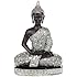 LARGE Thai Silver Finish Sitting Buddha Ornament Statue H34cm