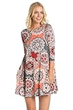 Junky Closet Women's Comfy Casual Tunic Top Dresses 2017 (Large, D7659HY Burgundy Grey)