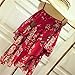 UNKE Women Chiffon Skirt Sling Off-shoulder Dress Gown Dress Summer Red Print