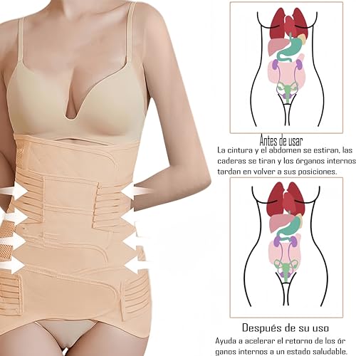 Faja Postparto cesarea,Fajas Postquirurgicas para Mujer,2 Piezas de Cinturón de Apoyo Parto y cinturón pélvico de Puro algodón,Soporte de Espalda,Faja Post Parto y Post Cesarea para Mujer y Maternidad
