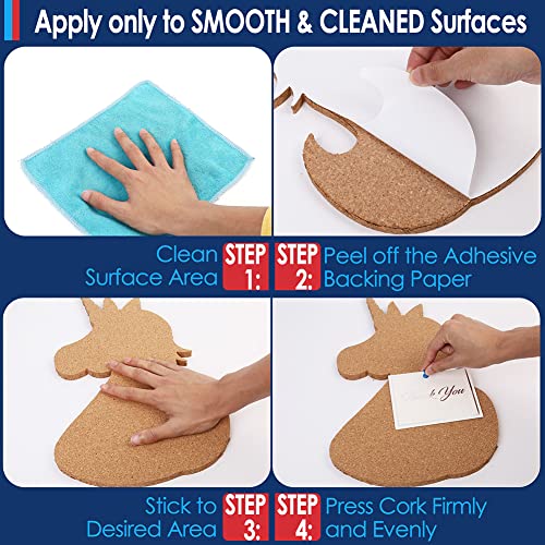 LotFancy Cork Board 1/2 inch Thick, Unicorn Design 10” x 16”, Cork Bulletin Board with Self-Adhesive Backing, Bonus 15 Push Pins