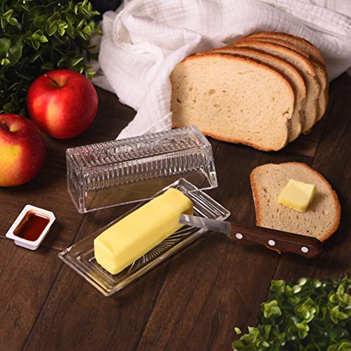 Bezrat Glass Butter Dish with Lid Classic 2Piece Design Butter