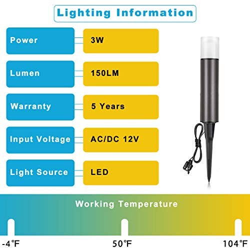 Outdoor Landscape Lighting Low Voltage Garden Landscape Lights Pathway Lights Yard Lights Driveway Lights, Aluminum Construction Waterproof 12V 3W 3000K Warm-Yellow Light(4-Pack)