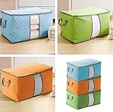 Yosoo 3-Piece Large Bamboo Charcoal Clothes Quilt Pillow Blanket Zip Foldable Storage Bag Box Organizers Container Box Assorted Colors