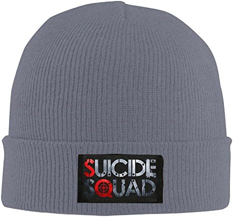SOOSU Unisex Suicide S Film Task Force X Comic Logo Beanie Hat Asphalt