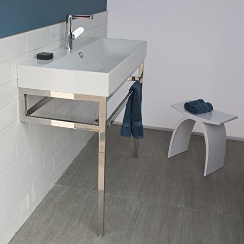 Floor-standing stainless steel console stand with a towel bar, 39"W, 17 3/4"D, 30 3/4"H. Washbasin 5233 sold separately.