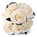 SOLEDI Silk Rose Cream 10 Heads Artificial Flower French Rose Fake for Bridal Bouquet Wedding Living Room Table Home Garden Decoration