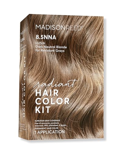 Madison Reed Radiant Hair Color Kit | 8.5NNA Dark Neutral Blonde (Lusia) for 100% Gray Hair Coverage | Salon Quality Permanent Hair Dye | PPD-Free & Ammonia-Free | (Packaging May Vary) 1 Pack