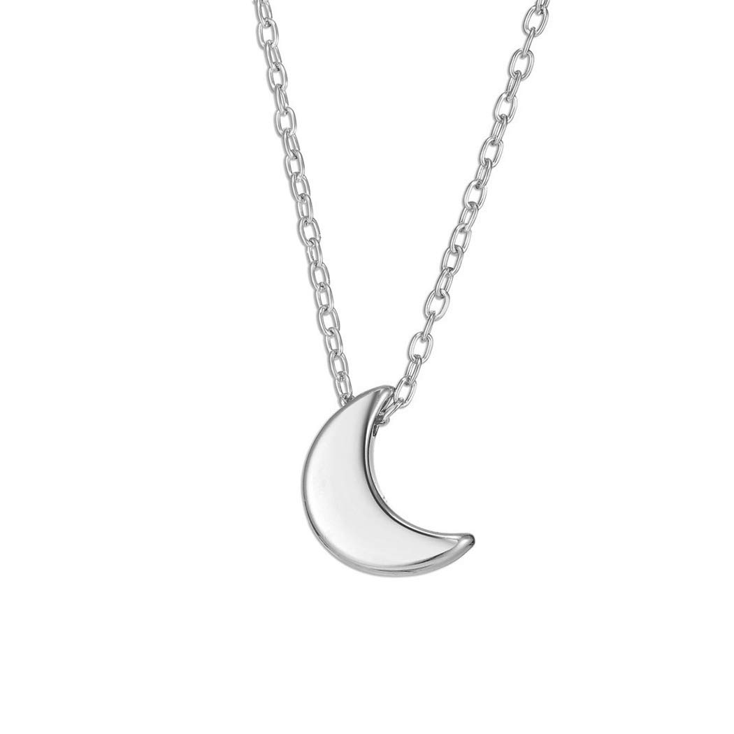 Jovono Fashion Necklace Moon Pendant Jewelry Chain for Women and Girls (Silver)