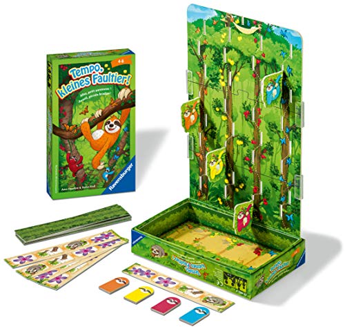 Ravensburger 23463 - Tempo, kleines Faultier, Mitbringspiel für 2-4 Spieler, Kinderspiel ab 4 Jahren, kompaktes Format, Reisespiel, Brettspiel, Blau – Bild 4