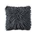 OJIA Deluxe Home Decorative Super Soft Plush Mongolian Faux Fur Throw Pillow Cover Cushion Case (18 x 18 Inch, Dark Grey)