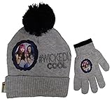 Disney Girls Descendants Grey Beanie Cuffed Winter Hat and Gloves Set - Size 4-14 [4014]