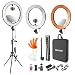 Neewer LED Ring Light 18-inch Outer Diameter with Top/Bottom Dual Hot Shoe, Mirror, Smartphone Holder, Light Stand, Soft Tube, Color Filter for Makeup Facial Beauty Portrait Video Shooting(US/EU Plug)