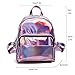 Holographic Laser Leather Backpack for Girls Pink Silver Mini Backpack for Women