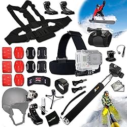 See Xtech® SNOWBOARD ACCESSORIES Kit for GoPro HERO4 Session, Hero 4 3+ 3 2 1 Hero4 Hero3 Hero2, Hero 4 Silver, Hero 4 Black, Hero 3+ Hero3+ Hero 3 Silver, Hero 3 Black and for Skiing, Ski-Bobbing, Ski Jumping, Snowboarding, Skateboarding, Rollerblading, Skating, Ice Skating, Roller Skating and other Similar Sports Activities Includes: Head Strap Mount + Selfie Stick Monopod Pole + Helmet Harness Mount + Chest Strap Mount + Camera Wrist Mount + MORE Details