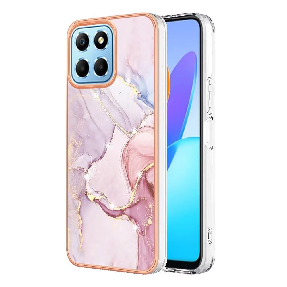 Lvnarery Honor X6b Case Marble Ultra Slim Thin Shockproof Soft Silicone TPU Bumper Cover Skin Case for Honor X6b Rose Gold