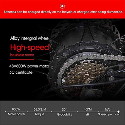 UNCTAD Electric Bikes For Adult, 4.0 Fat Tire Bike/1000W 48V Super Power Electric Bikes With Removable Lithium Battery… - Image 6