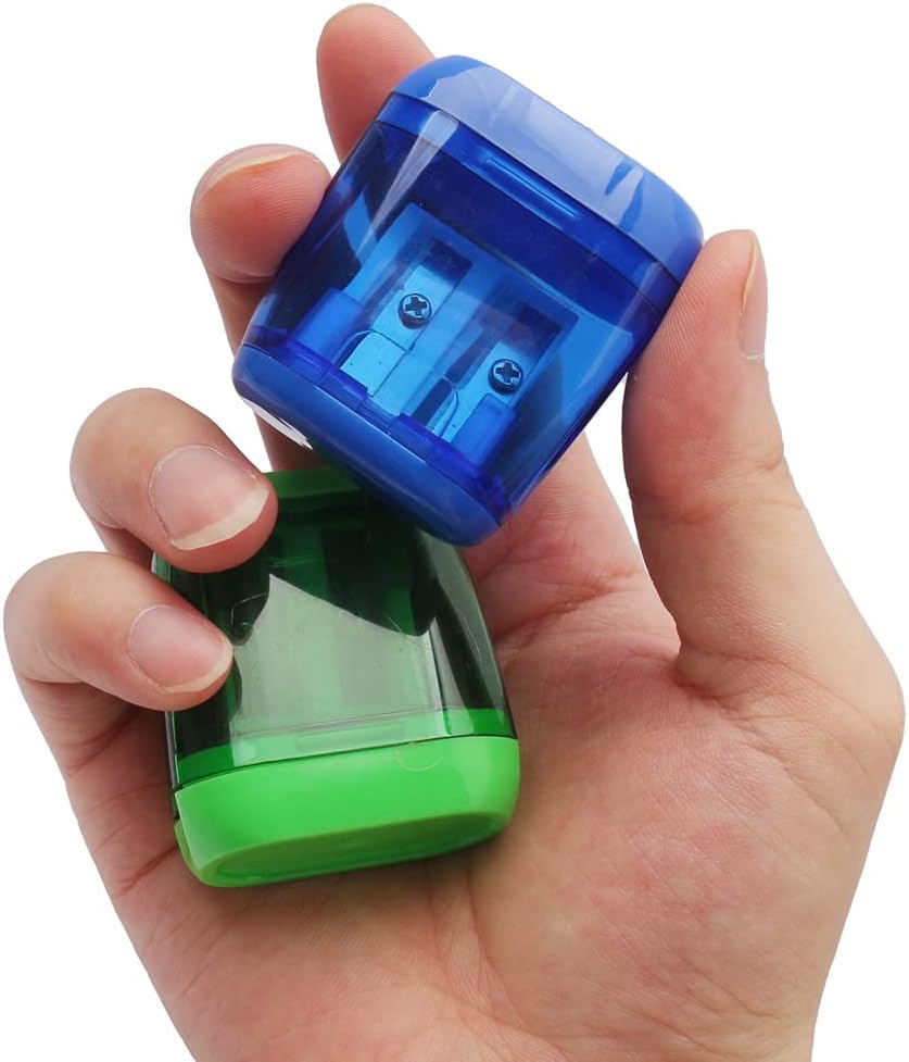 4 pcs Pencil Sharpener, Dual Holes Sharpener with Lid for Kids Colored Plastic Manual Pencil Sharpeners for Office Home Supply : Office Products