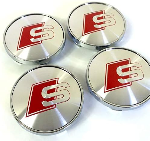 GANGJIANLAN 4X Audi S LINE Logo 60mm Badge Hub Caps Hub Cap Hub Caps Rim Lid