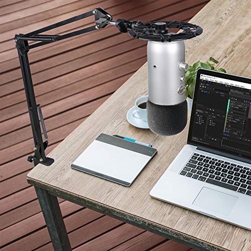 Blue Yeti Microphone Stand with Foam Cover Suspension Boom Scissor Arm Stand and Mic