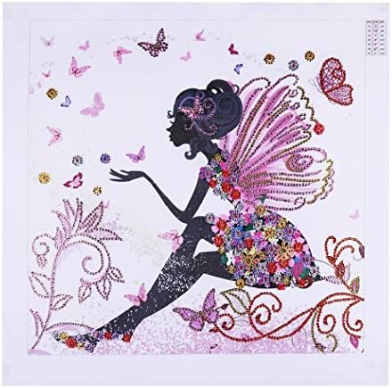 Askong 5D DIY Diamond Painting Kit Various shapes Round Drill Crystal Rhinestone Arts Craft Canvas Supply for Home Wall Decor Embroidery Cross Stitch Paintings ( butterfly fairy ,15.7*15.7 in)