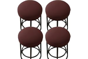 HFCNMY Stool Covers Round,4 Pack Stretch Round Bar Stool Covers Washable Bar Stool Seat Covers Stool Cushion Slipcover Elastic Bar Chair Covers for 13-18 Inch Chair (Coffee)