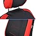 Venice Car Seat Covers w/ Vinyl Trim Floor Mats - Striped Red Accent on Black Cloth