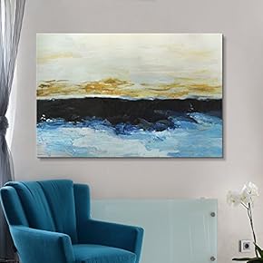 Canvas Wall Art - Abstract Oil Painting Style Seascape - Giclee Print Gallery Wrap Modern Home Art Ready to Hang - 12x18 inches