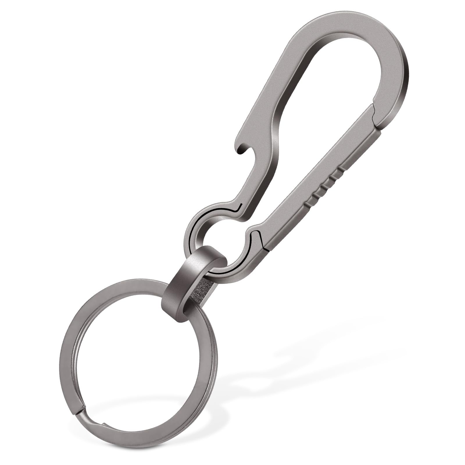 Ouligay Titanium Carabiner Keychain Clip Multifunctional Carabiner Keychain Duty Belt Key Holders Small Keychain Carabiner Titanium Heavy Duty Keychain Carabiner, silver