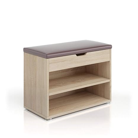 Vicco Schuhbank 6 Paar Schuhe Grau Beton Schuhschrank Schuhablage Sitzbank Schuhregal Bank Regal Polster Deckel Klappdeckel (