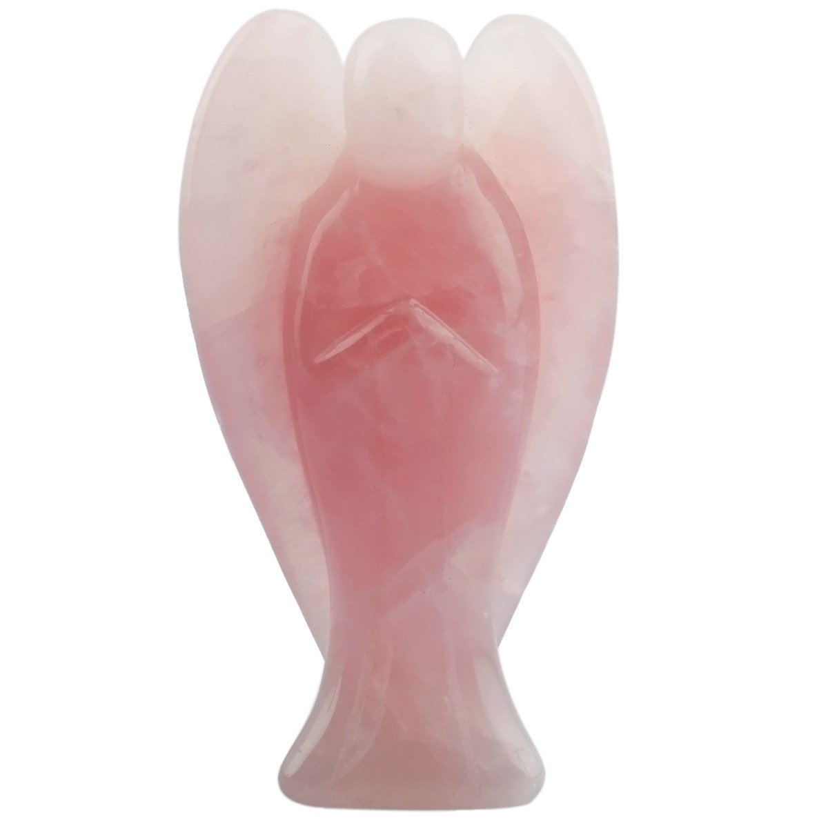 Nupuyai 3" Rose Quartz Guardian Crystal Angel Statue, Love Pocket Carved Angel Figurine Spiritual Healing Stone Ornament for Home Office Decor