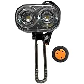 Electric Bike LED Headlight with 3-Pin Female Connector, Dual LED, Adjustable Angle, 35 in Cable, Front Bicycle Light