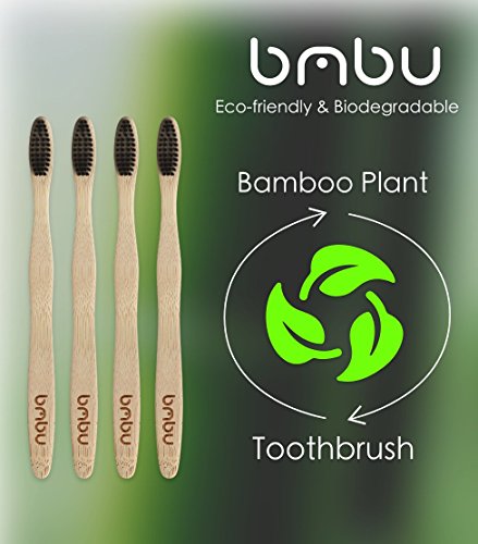 image for bmbu Bamboo Toothbrush Charcoal Bristles - Multi-Pack Made with Activa